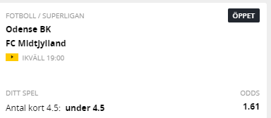 Speltips: Under 4.5 kort och insats 3 units speltips, tips, odds, betting, fotboll