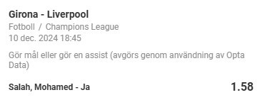 Speltips Girona vs Liverpool, Mohamed Salah mål eller assist, Champions League speltips, fotboll odds, formstark offensiv, dagens speltips, analys, Liverpool i toppform, Girona svaga mot topplag
